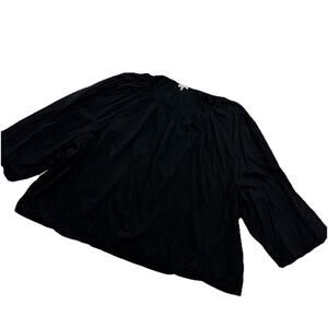 Frances Valentine Emily Top Womens 3X Black Ruched Poplin Cotton Boxy Office EUC